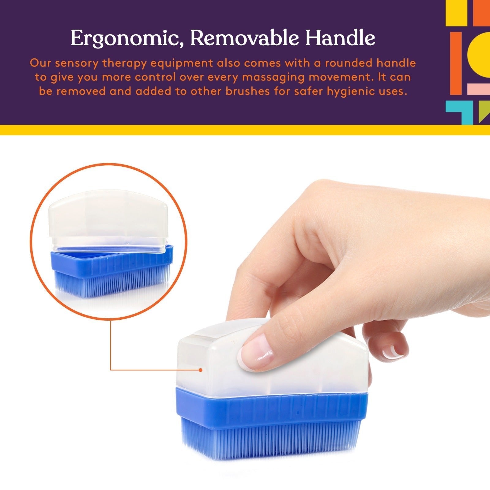 Special Supplies Therapy Brushes Colorful 6 - Pack + Removable Handle, Calming Occupational and Sensory Tools with Deep Pressure Massage, Soft Bristles, Stimulates and Calms Kids or Adults, Latex - Free - Insight Family Market