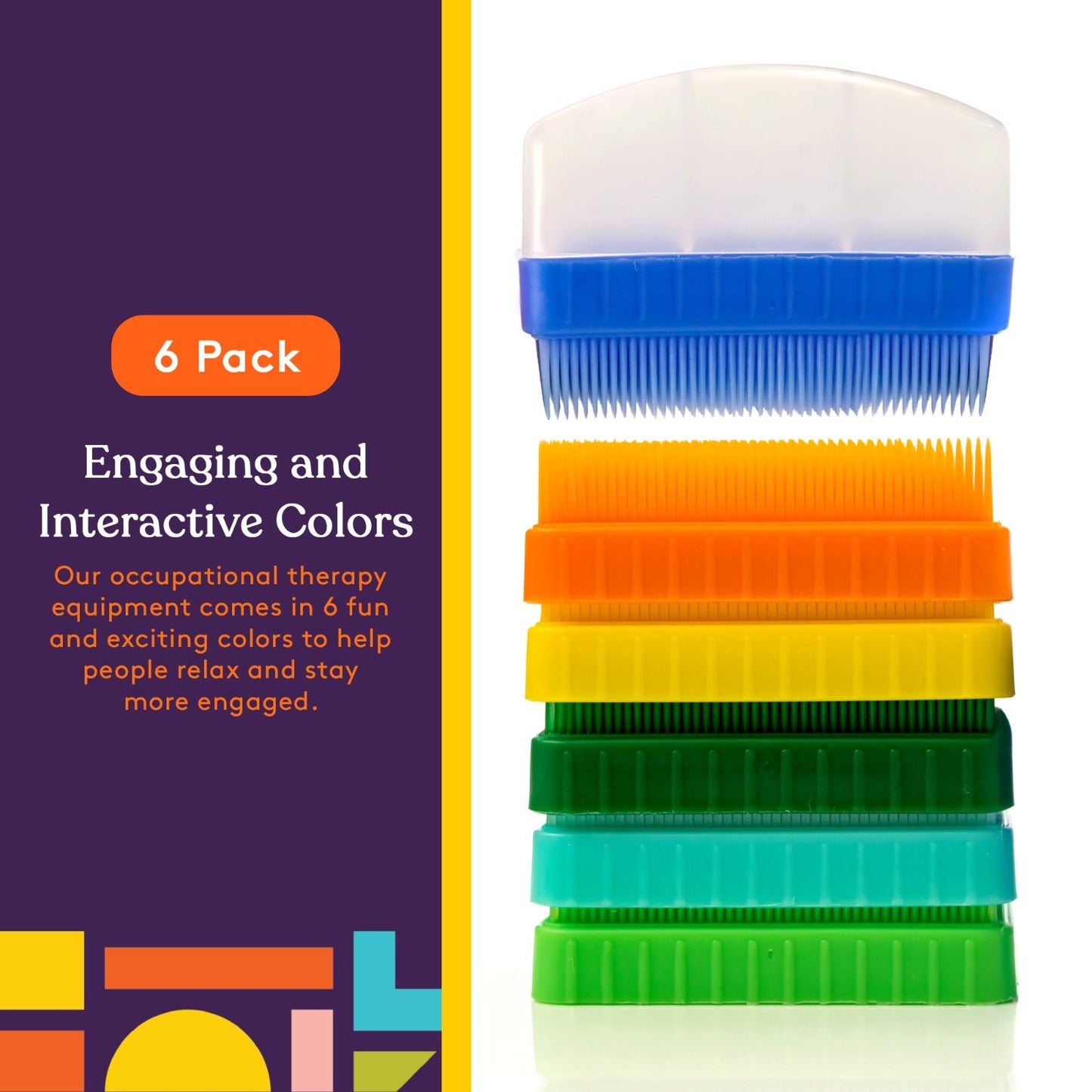 Sensory Brushes Colorful 12 Pack + 1 Removable Handle For Wilbarger Brushing Protocol