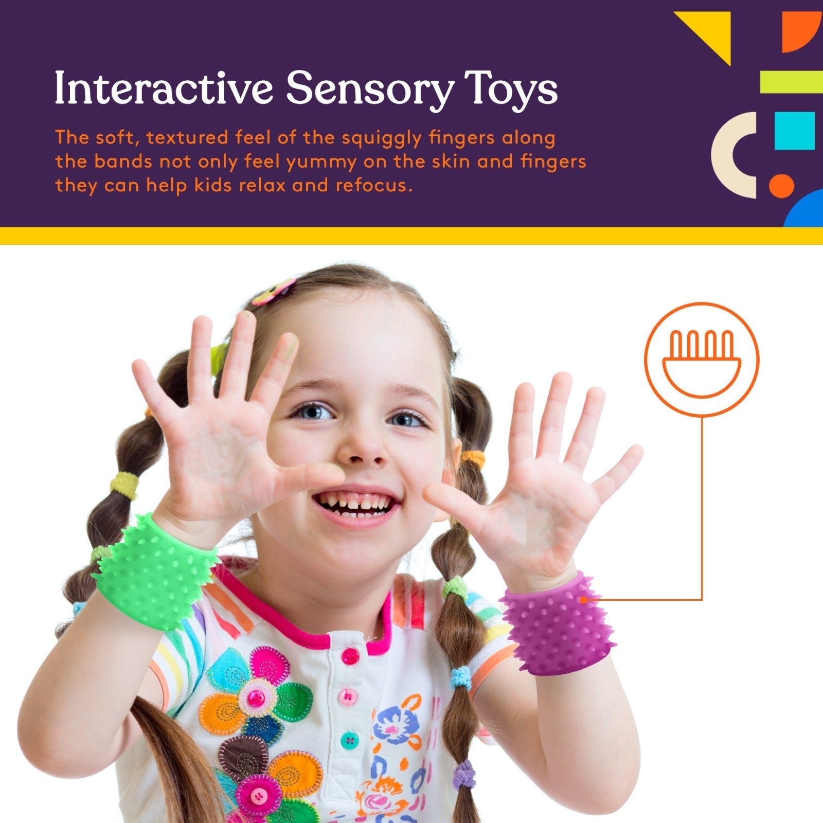 Special Supplies Sensory Fuzzy Band Bracelets for Kids, 6 Pack, Flexible and Stretchy Wearable Sensory Toys, Tactile Silicone Squiggly Touch, Bright and Colorful Wristbands - Insight Family Market