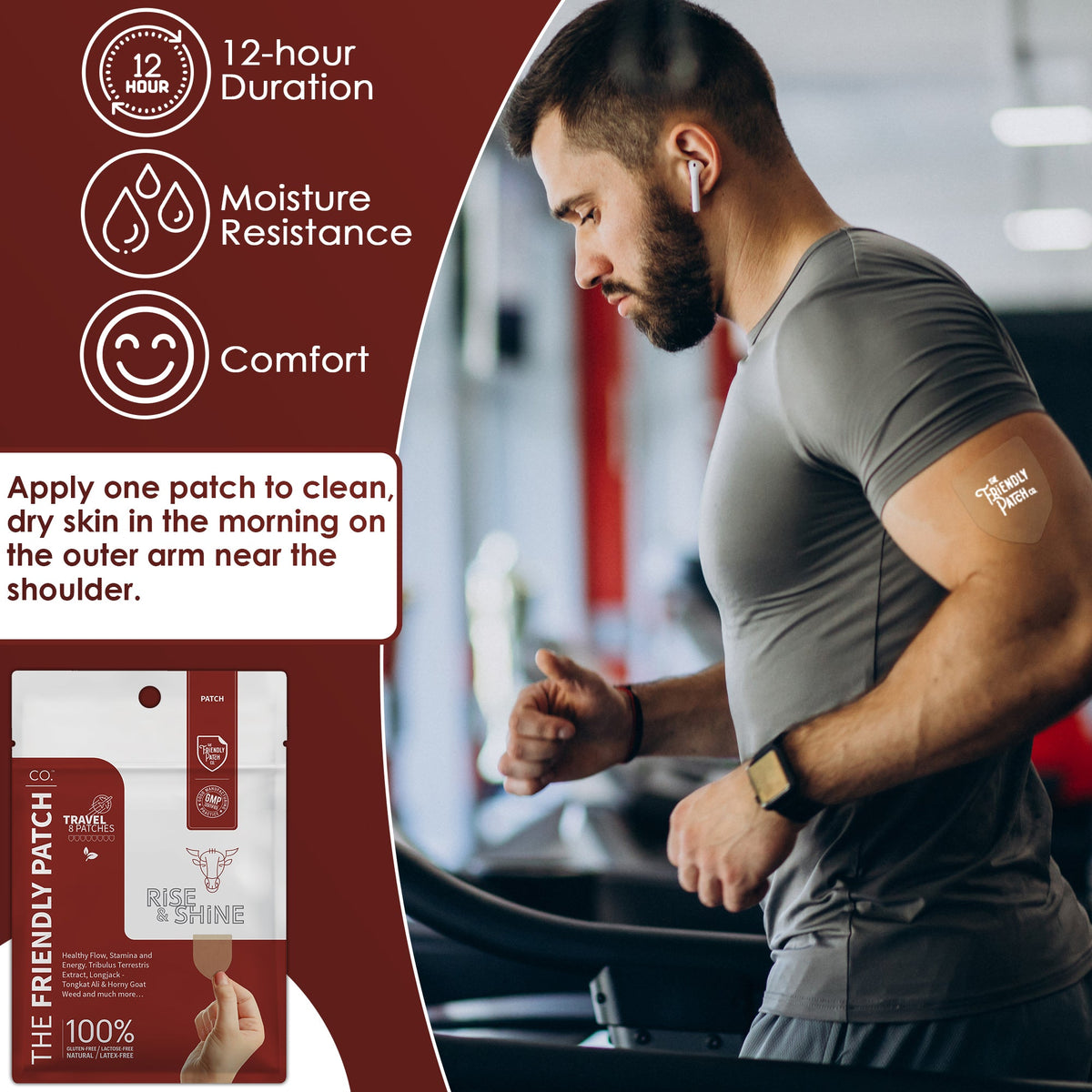 Tongkat Ali & Black Maca Patches, 8 Pack | Rise & Shine