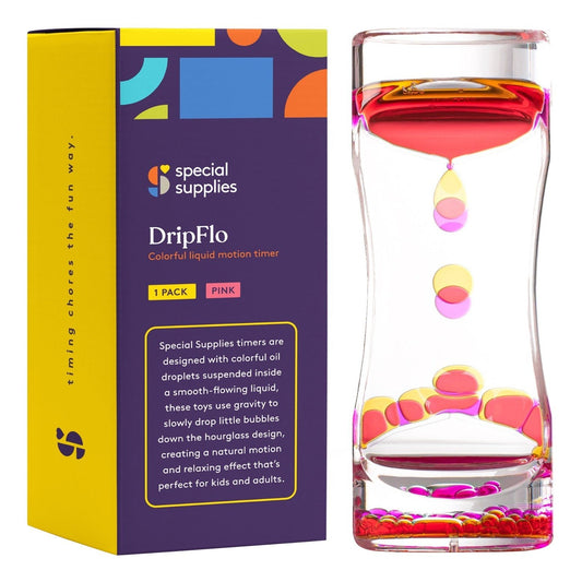 Special Supplies Liquid Motion Bubbler Toy (1 - Pack) Colorful Hourglass Timer with Droplet Movement, Bedroom, Kitchen, Bathroom Sensory Play, Cool Home or Desk Decor (Pink) - Insight Family Market