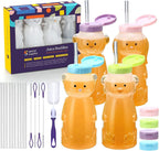 4 - Pack Juice Buddies straw cup Long Straws, Squeezable Therapy and Special Needs Assistive Drink Container, Spill Proof and Leak Resistant Lid - Insight Family Market