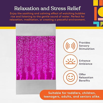 Bubble sensory lamp with pink lighting for relaxation, stress relief, and sensory stimulation