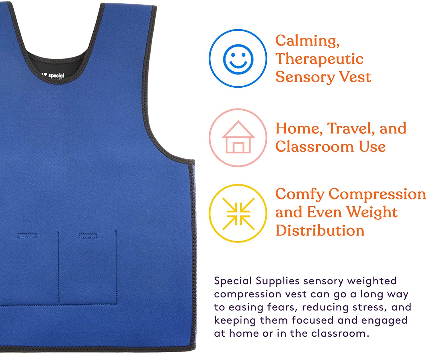 WEIGHTED - Sensory Compression Vest for Kids with Processing Disorders ADHD and Autism Calming and Supportive with Adjustable Weight Fit - Insight Family Market