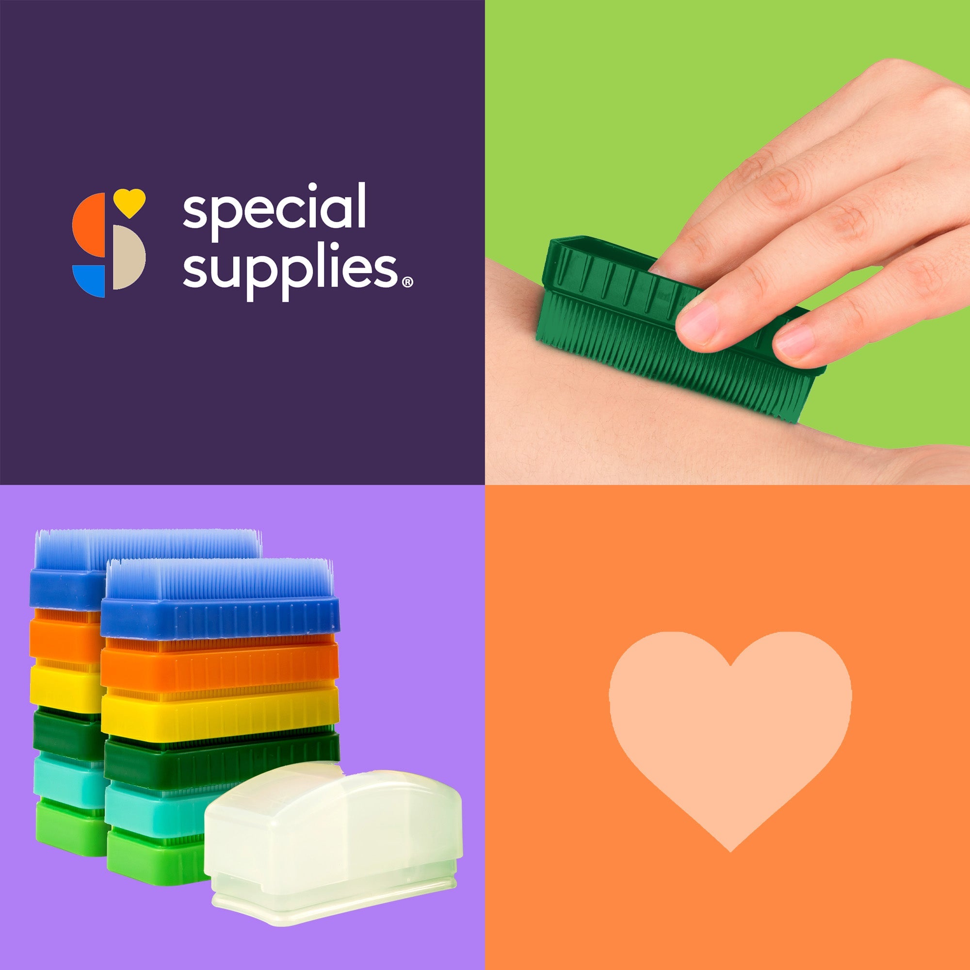 Special Supplies Therapy Brushes Colorful 12 - Pack + Removable Handle, Calming Occupational and Sensory Tools with Deep Pressure Massage, Soft Bristles, Stimulates and Calms Kids or Adults, Latex - Free - Insight Family Market