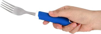 Set of 5 Blue Adaptive Utensils - Stainless Steel Knife, Rocker Knife, Fork, Soup Spoon, Dinner Spoon - Insight Family Market