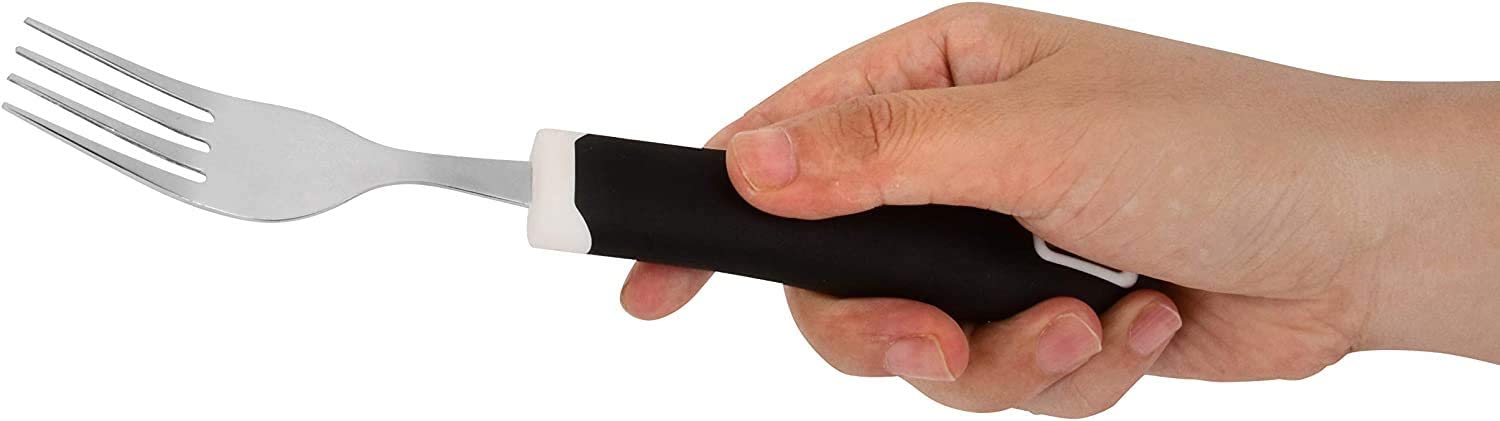 Set of 5 Black Adaptive Utensils - Stainless Steel Knife, Rocker Knife, Fork, Soup Spoon, Dinner Spoon - Insight Family Market