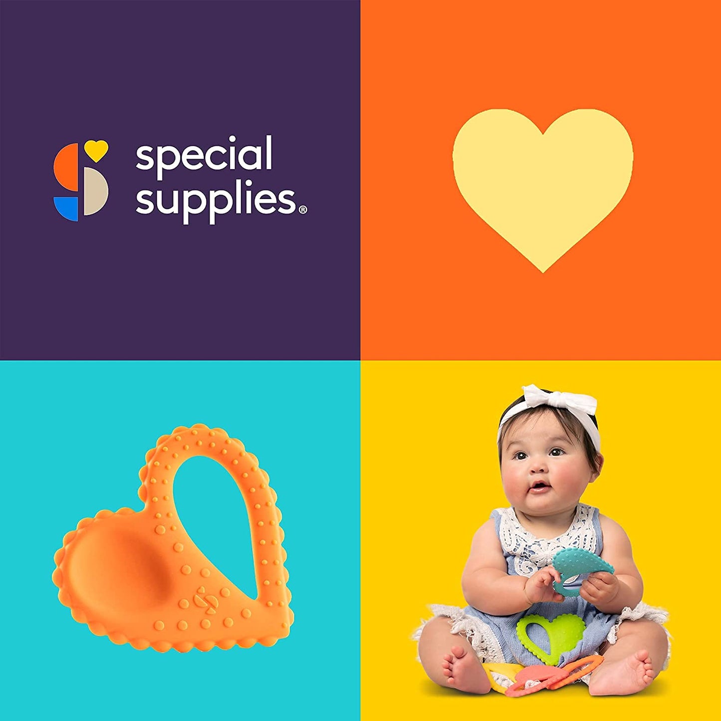 Teether - Heart Spoon 3 - Pack - Blue, Orange, Green - Insight Family Market