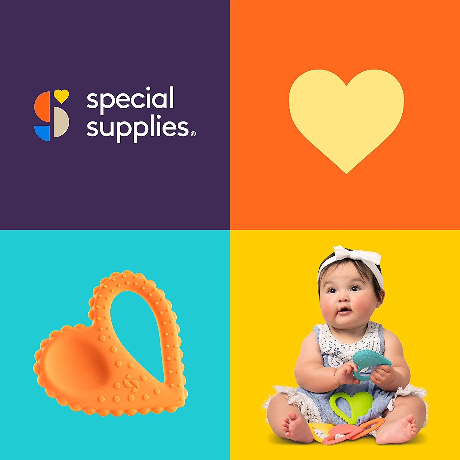 Teether - Heart Spoon 3 - Pack - Blue, Orange, Green - Insight Family Market