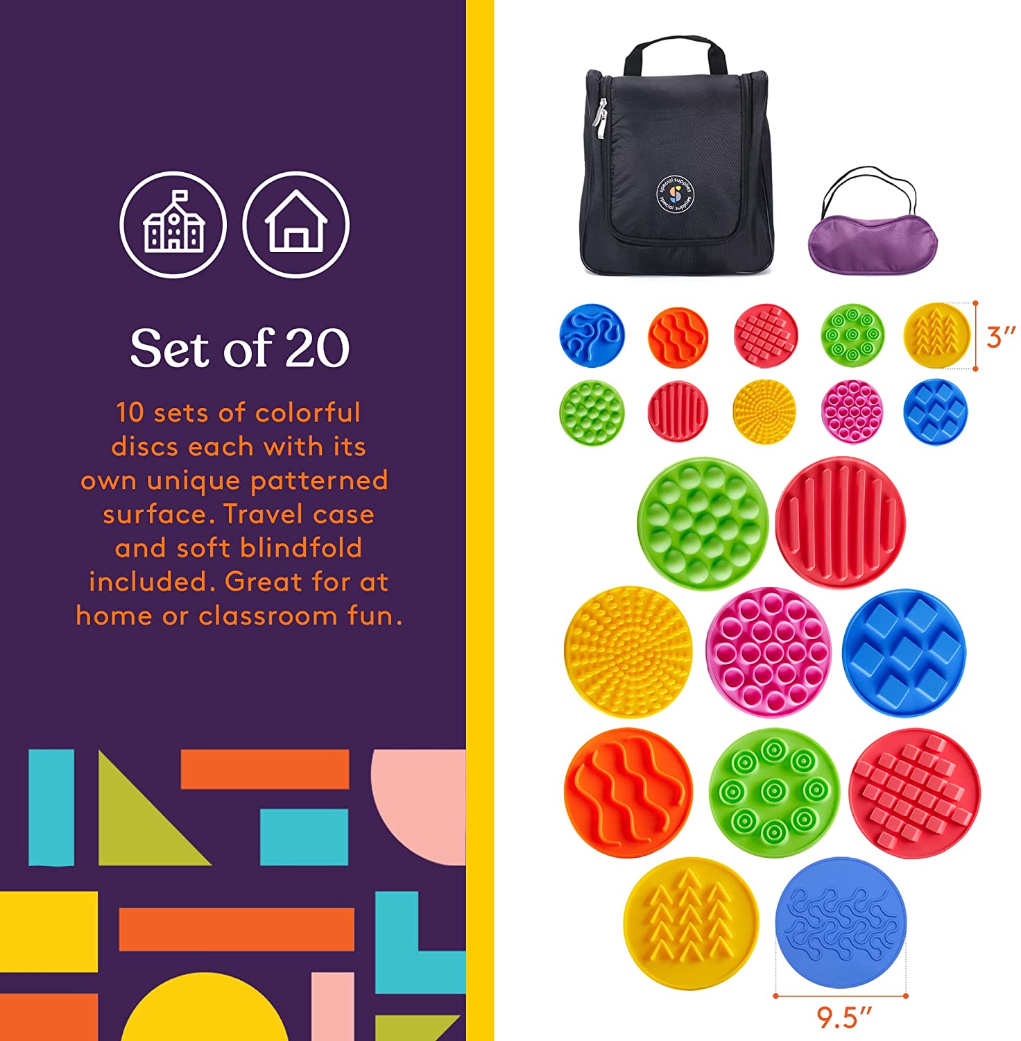 Sensory Discs Matching Game - 20 Pack - Eye Mask Included - Insight Family Market