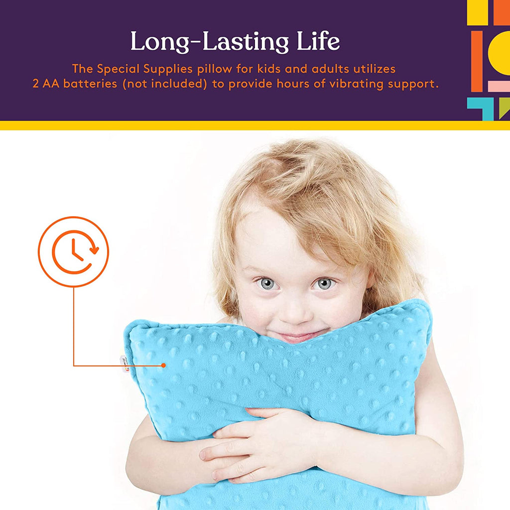 Sensory Vibrating Pillow – Pressure - Activated Calming Support for Kids & Adults, 12” Plush with Textured Bumps, 3 Vibration Modes, Music & Voice Recording (Blue) - Insight Family Market
