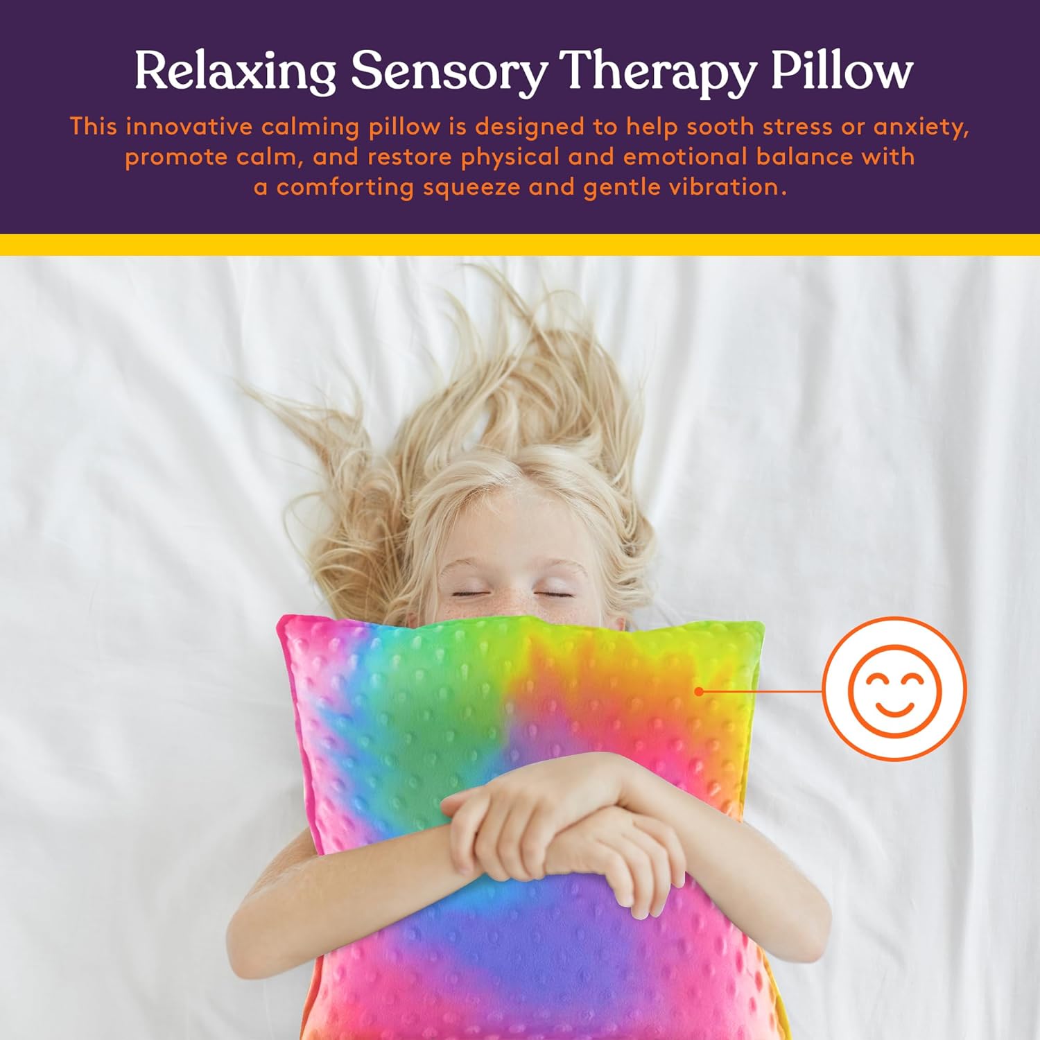 Vibrating Pillow Sensory Pressure Activated for Kids and Adults, 12” x 12” Plush Minky Soft Cover, Colorful - Insight Family Market