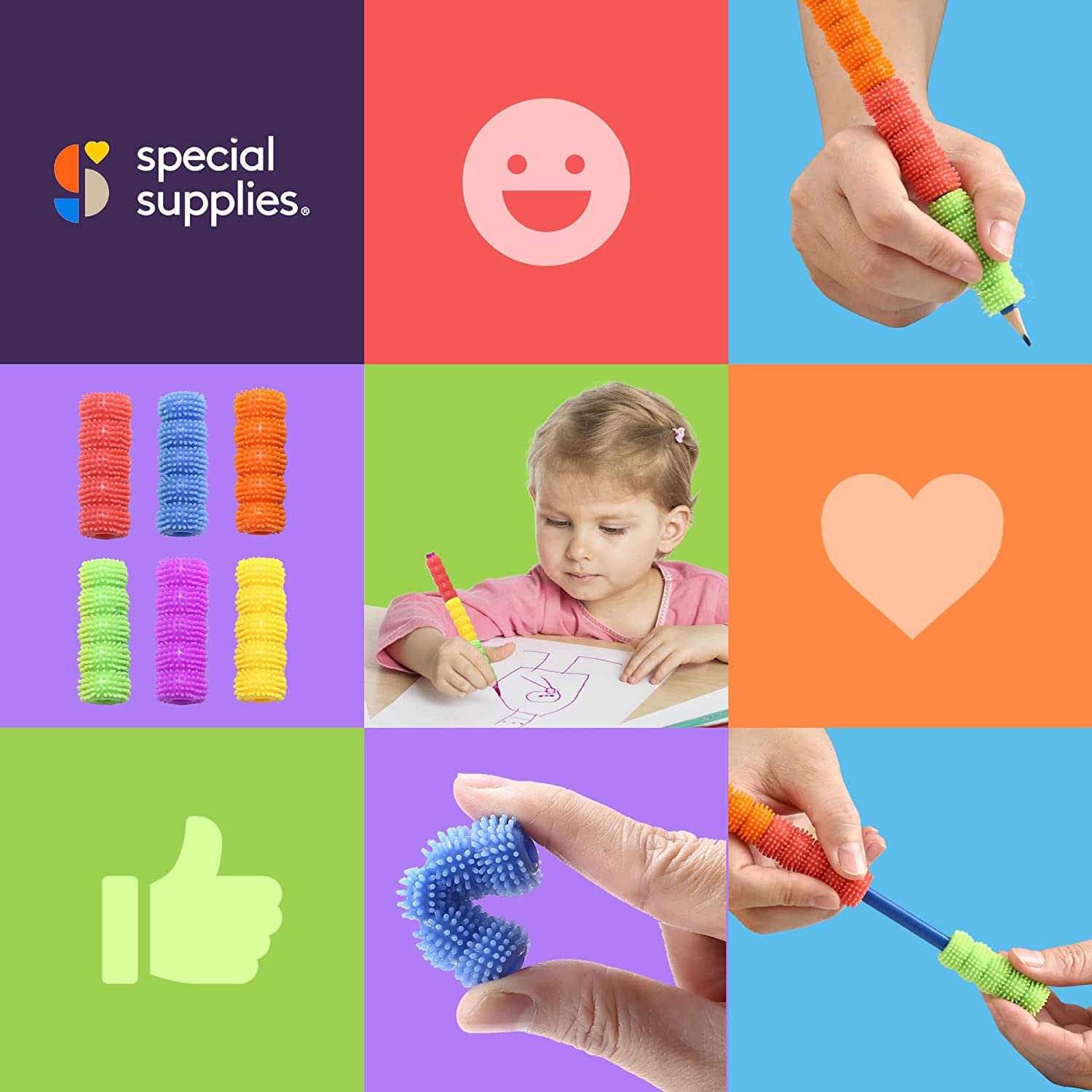 Spiky Pencil Grips for Kids and Adults - 50 Pack - Insight Family Market