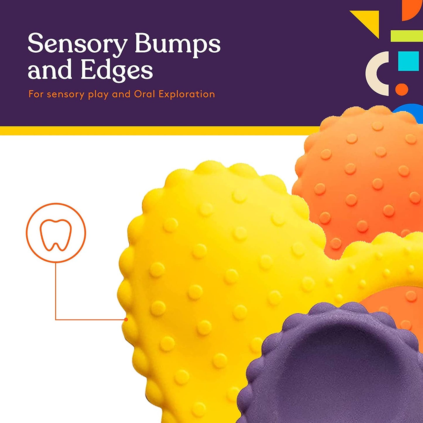 Teether - Heart Spoon 3 - Pack - Purple, Orange, Yellow | Heart - Shaped Sensory Feeding Spoons - Insight Family Market