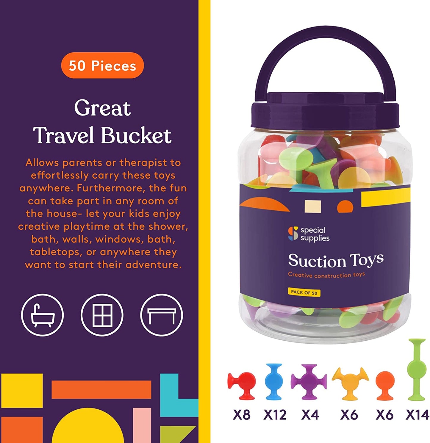 Creative Construction Suction Toys (50 - Piece Set) - Insight Family Market