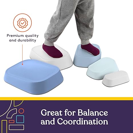 Stepping Stones for Kids Indoor and Outdoor Balance Blocks5 Set Promote Coordination, Balance Strength Child Safe Rubber, Non - Slip Edging - Insight Family Market