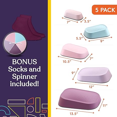 Stepping Stones for Kids 5 Set Indoor and Outdoor Balance Blocks Promote Coordination, Balance Strength Child Safe Rubber, Non - Slip Edging - Insight Family Market