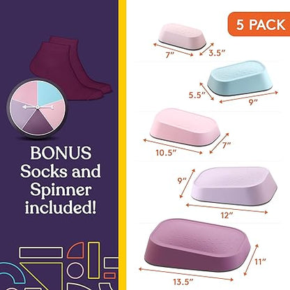 Stepping Stones for Kids 5 Set Indoor and Outdoor Balance Blocks Promote Coordination, Balance Strength Child Safe Rubber, Non - Slip Edging - Insight Family Market