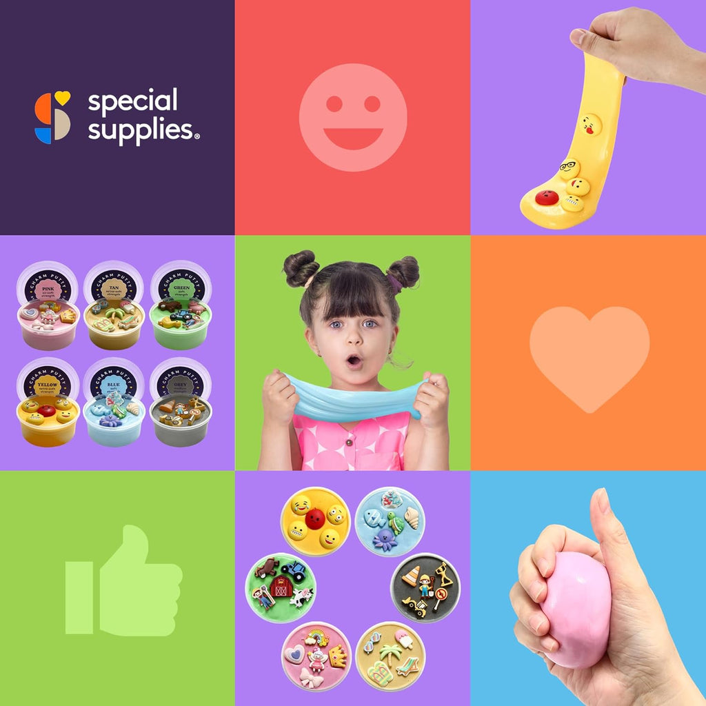 Sensory Therapy Putty for Kids and Adults with Cute Charms, Resistive Hand Exercise Stress Relief Therapy Putty, Five Ounces of Each Putty, Construction,Sea,Beach,Princess,Emoji,Farm - Insight Family Market