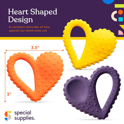 Teether - Heart Spoon 3 - Pack - Purple, Orange, Yellow | Heart - Shaped Sensory Feeding Spoons - Insight Family Market
