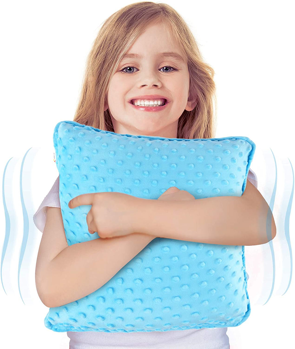 Sensory Vibrating Pillow – Pressure - Activated Calming Support for Kids & Adults, 12” Plush with Textured Bumps, 3 Vibration Modes, Music & Voice Recording (Blue) - Insight Family Market