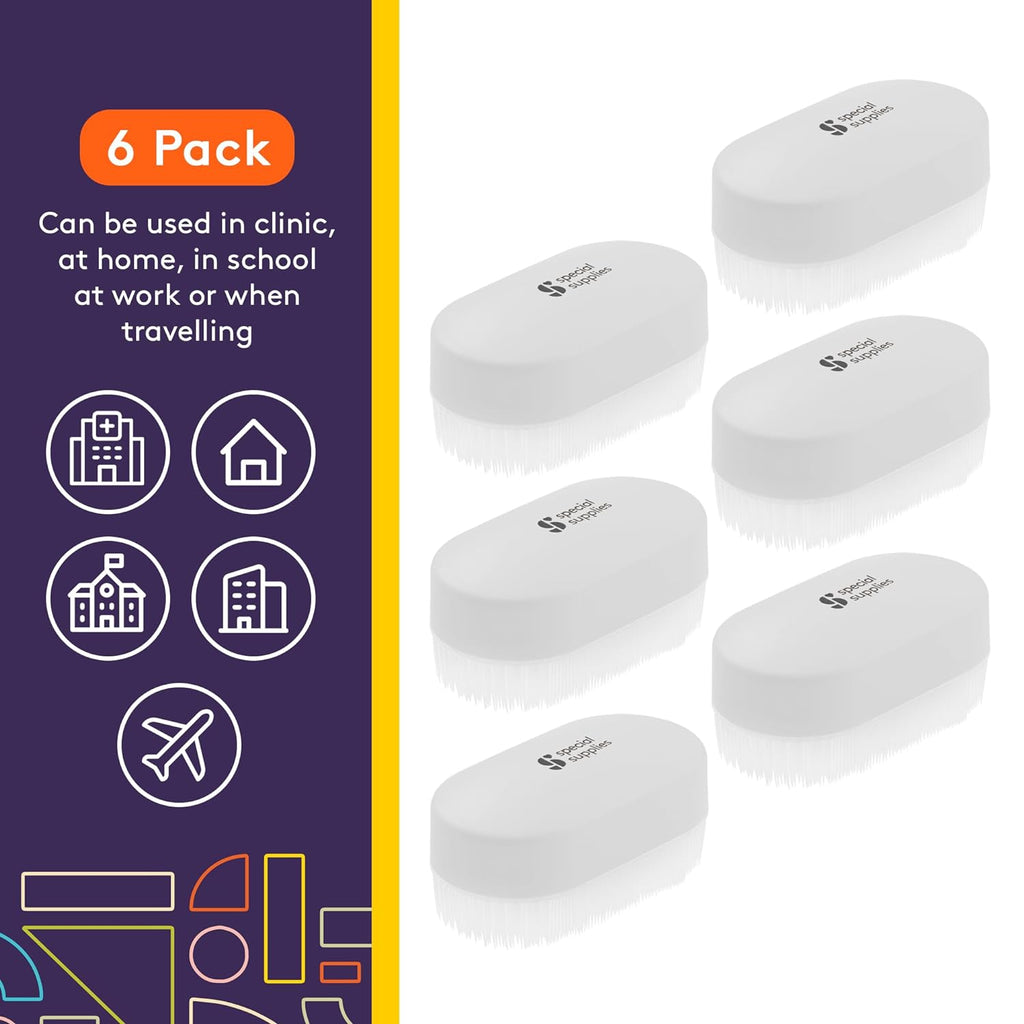 Special Supplies Sensory Brush Therapressure Therapy Brush for Occupational and Sensory Brushing, 6 Pack, White, Stimulating and Calming Tools for Kids and Adults, Soft Flexible Bristles, Latex Free - Insight Family Market