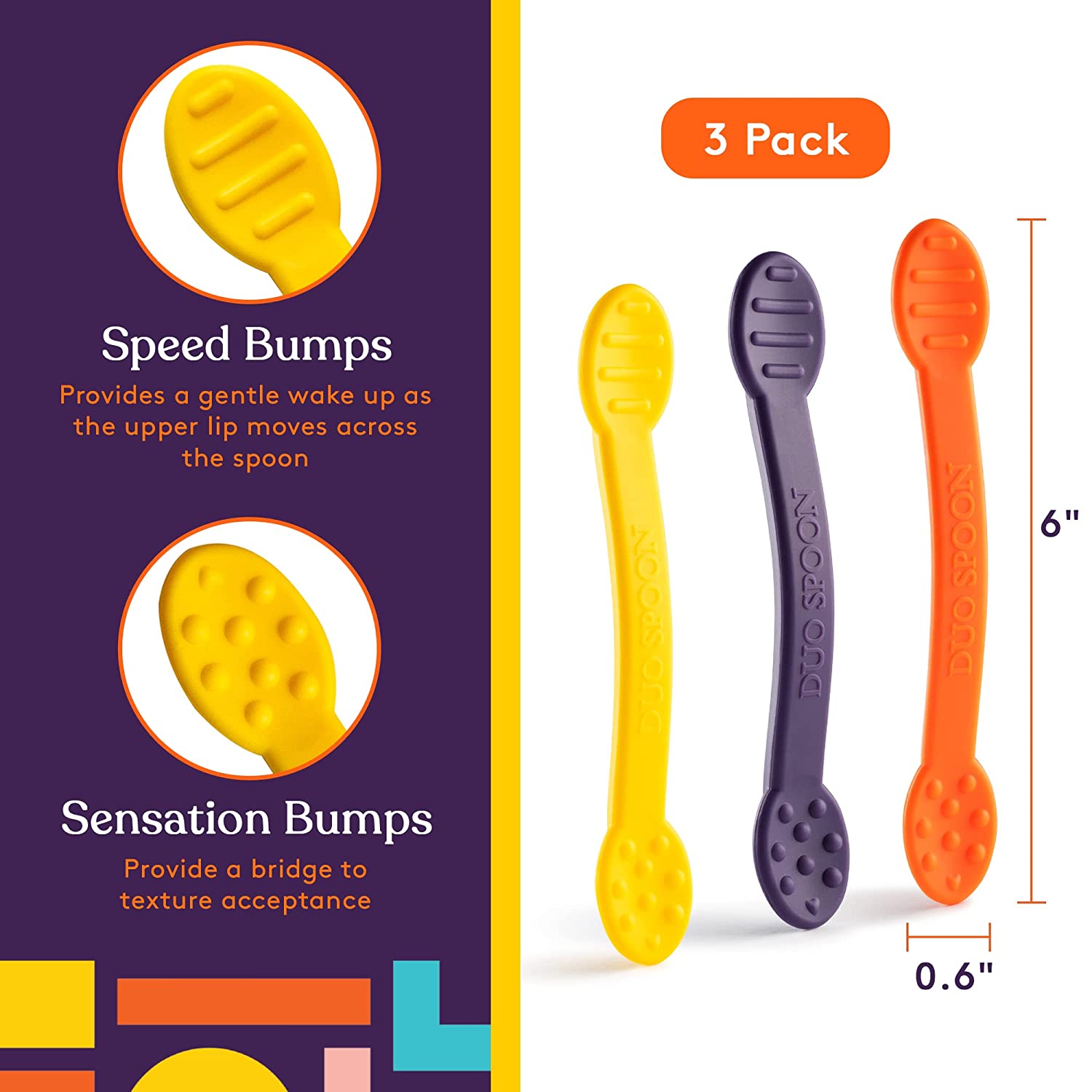 Duo Spoon 3 - Pack - Purple, Orange, Yellow - Insight Family Market