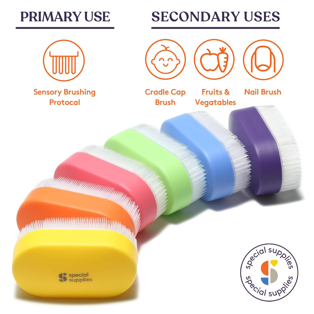 Sensory Brush Therapressure Therapy Brush for Occupational and Sensory Brushing, 6 Pack, Stimulating and Calming Tools for Kids and Adults, Soft Flexible Bristles, Latex Free - Insight Family Market