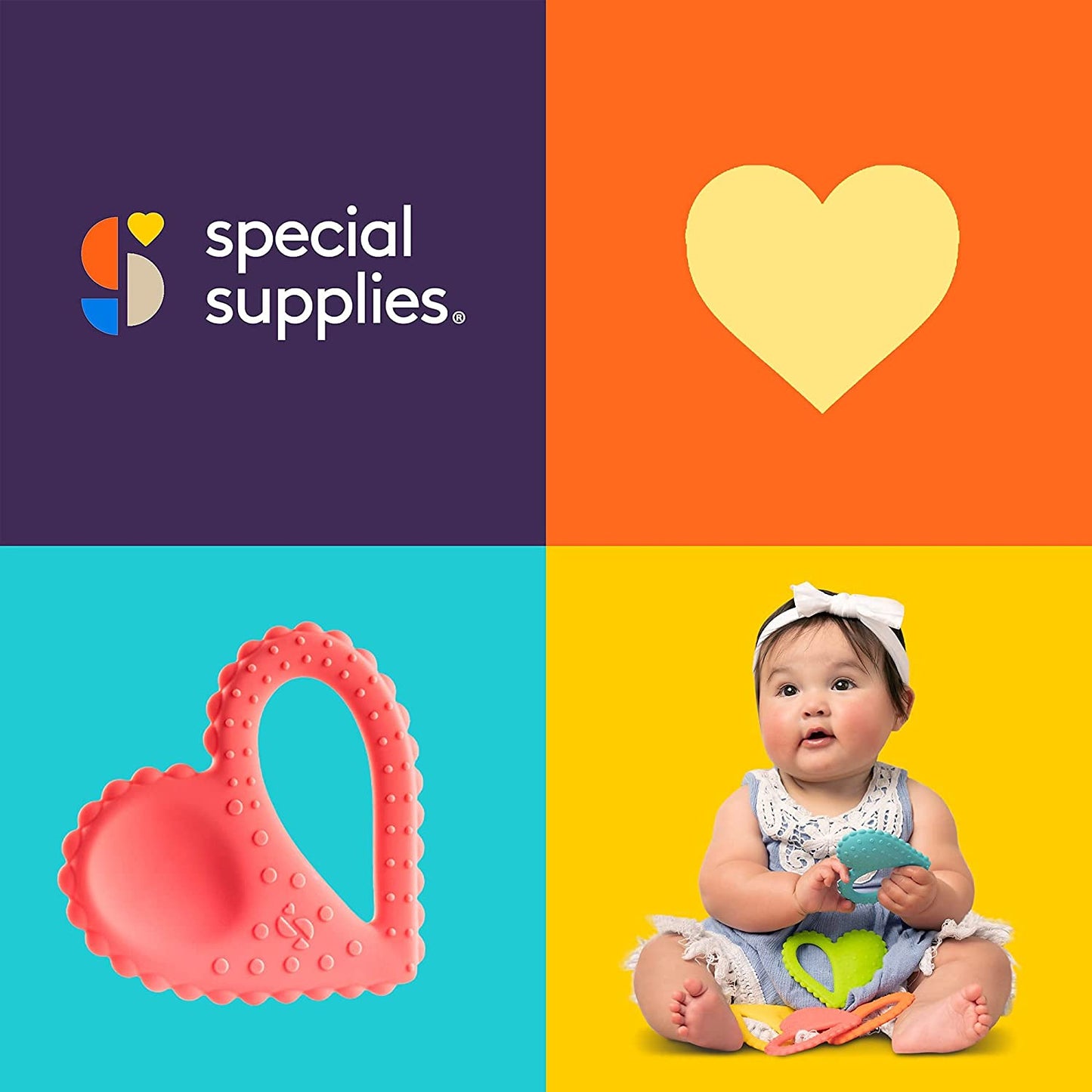 Teether - Heart Spoon 3 - Pack - Pink, Blue, Green - Insight Family Market