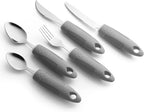Adaptive Utensils - Arthritis Aid Silverware - Easy Grip for Shaking, Elderly & Trembling Hands - Stainless Steel Spoons, Fork & Knifes Included - Grey - Insight Family Market