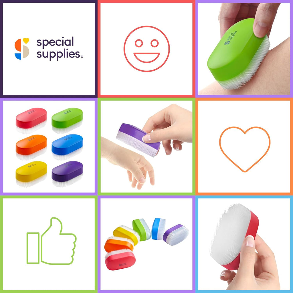 Sensory Brush Therapressure Therapy Brush for Occupational and Sensory Brushing, 6 Pack, Stimulating and Calming Tools for Kids and Adults, Soft Flexible Bristles, Latex Free - Insight Family Market