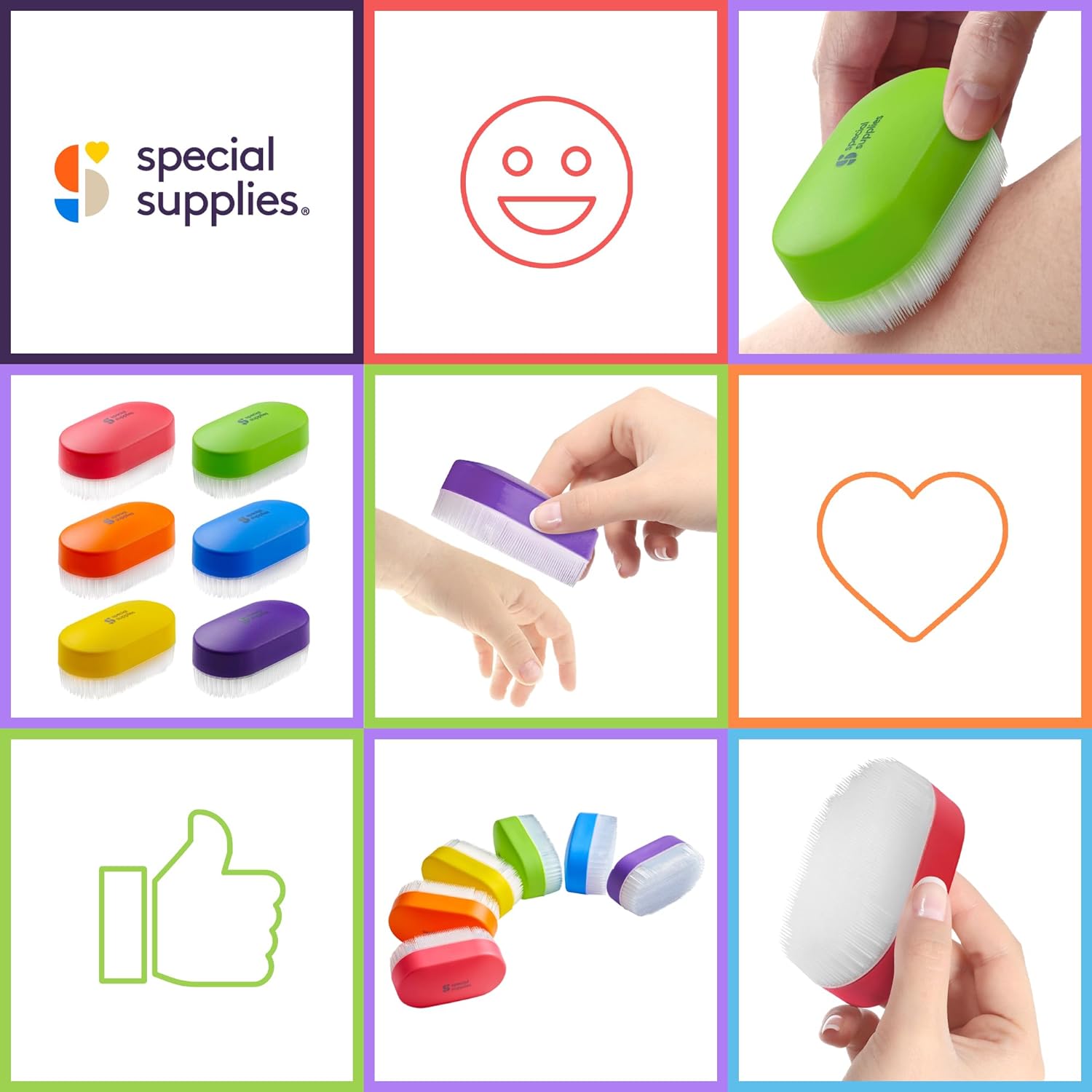 Sensory Brush Therapressure Therapy Brush for Occupational and Sensory Brushing, 6 Pack, Stimulating and Calming Tools for Kids and Adults, Soft Flexible Bristles, Latex Free - Insight Family Market