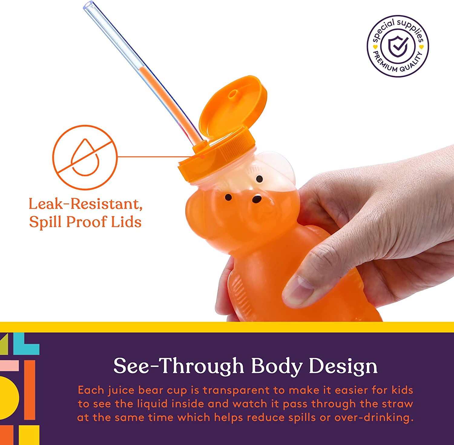 Juice Bear Bottle with Long Straws (8oz)