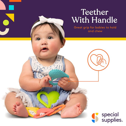 Teether - Heart Spoon 3 - Pack - Pink, Blue, Green - Insight Family Market