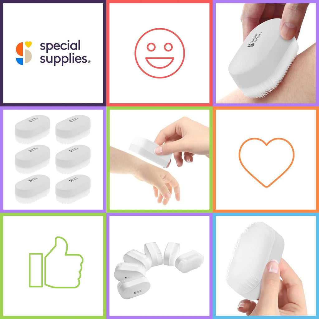 Special Supplies Sensory Brush Therapressure Therapy Brush for Occupational and Sensory Brushing, 6 Pack, White, Stimulating and Calming Tools for Kids and Adults, Soft Flexible Bristles, Latex Free - Insight Family Market