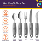 Adaptive Utensils - Arthritis Aid Silverware - Easy Grip for Shaking, Elderly & Trembling Hands - Stainless Steel Spoons, Fork & Knifes Included - Grey - Insight Family Market