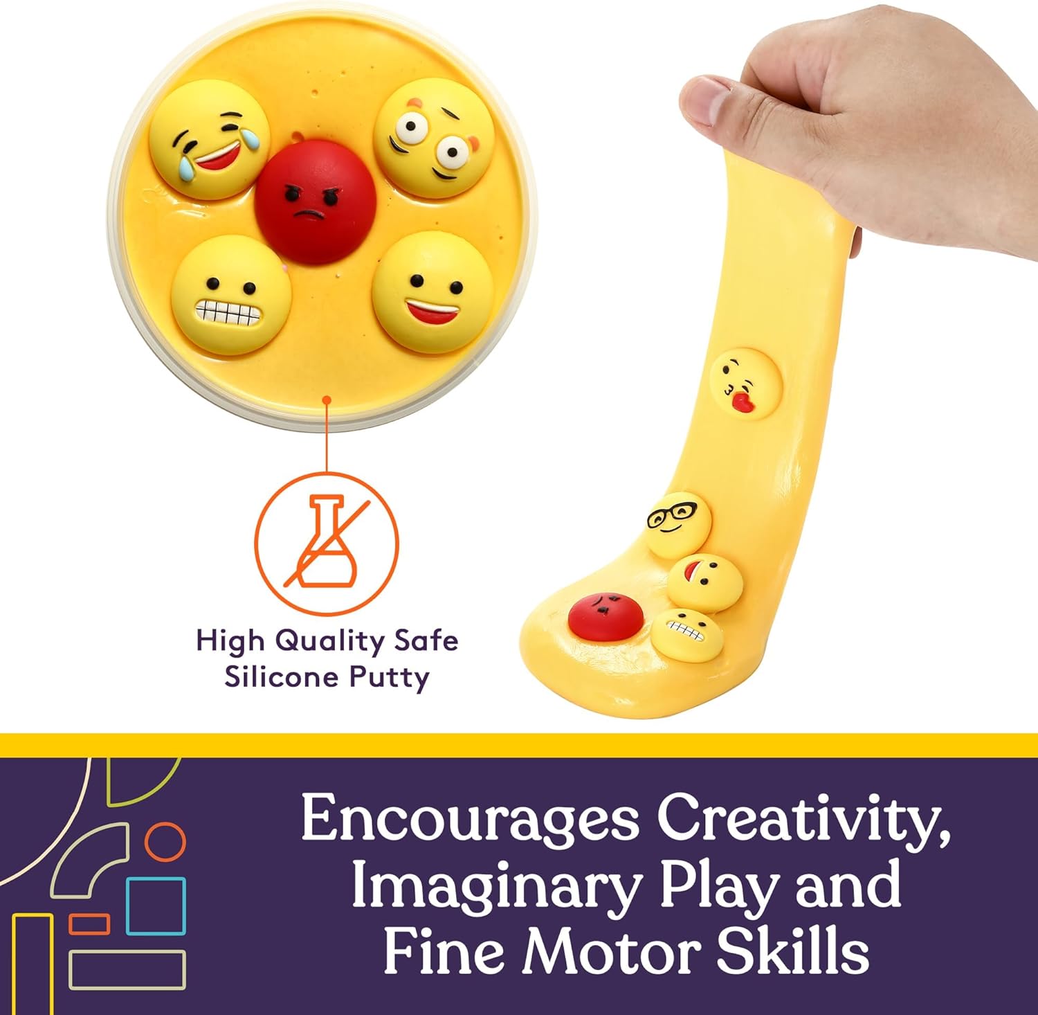 Special Supplies Sensory Therapy Putty for Kids and Adults with 10 Cute Charms - Resistive Hand Exercise Stress Relief Therapy Putty, Five Ounces of Each Putty (Emoji Set - Strength: X - Soft) - Insight Family Market