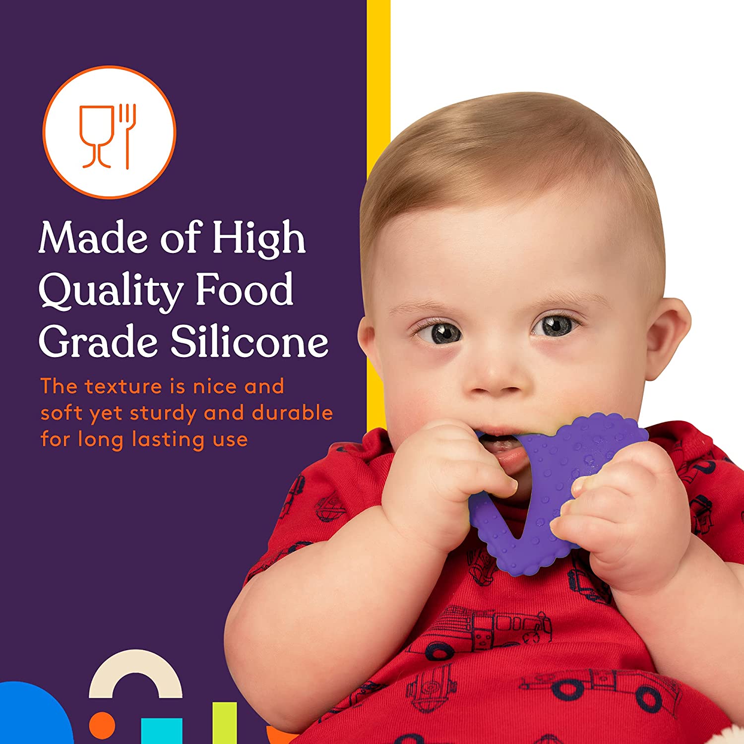 Teether - Heart Spoon 3 - Pack - Purple, Orange, Yellow | Heart - Shaped Sensory Feeding Spoons - Insight Family Market