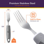 Adaptive Utensils - Arthritis Aid Silverware - Easy Grip for Shaking, Elderly & Trembling Hands - Stainless Steel Spoons, Fork & Knifes Included - Grey - Insight Family Market