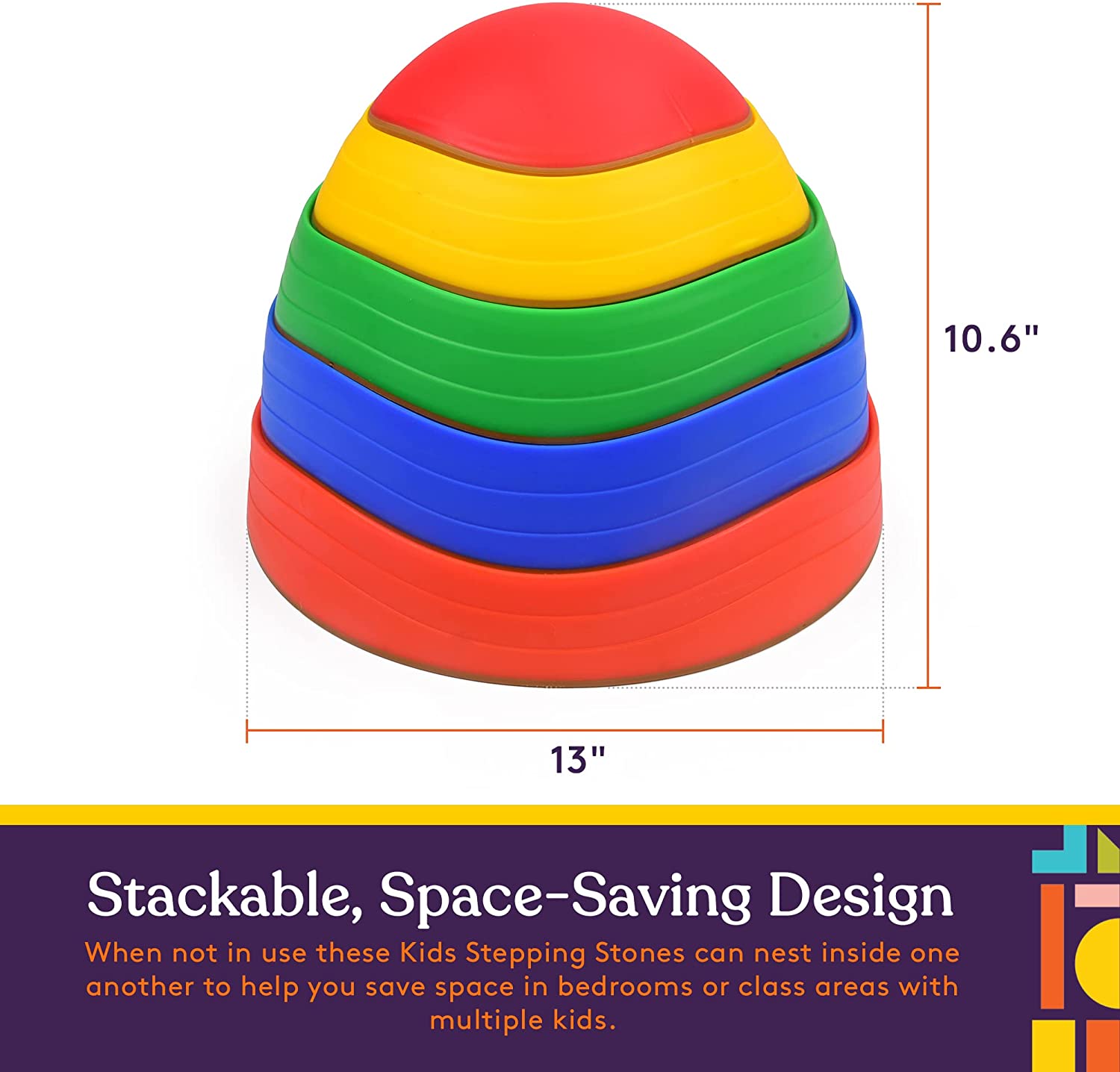 Stackable Stepping Balance Stones for Kids, Indoor and Outdoor, Non - Slip Edging, Set of 5 - Insight Family Market