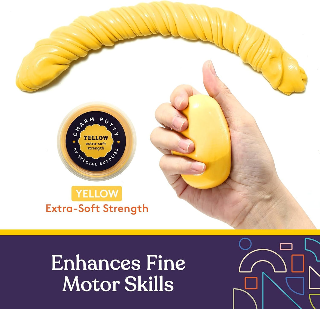 Special Supplies Sensory Therapy Putty for Kids and Adults with 10 Cute Charms - Resistive Hand Exercise Stress Relief Therapy Putty, Five Ounces of Each Putty (Emoji Set - Strength: X - Soft) - Insight Family Market