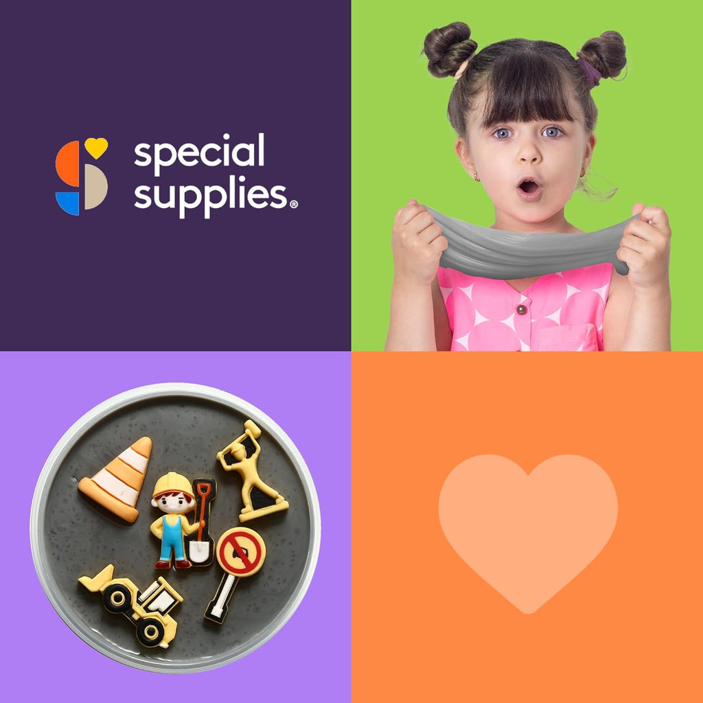 Sensory Therapy Putty for Kids and Adults with 10 Cute Charms - Resistive Hand Exercise Stress Relief Therapy Putty, Five Ounces of Each Putty (Construction Set - Strength: Medium) - Insight Family Market