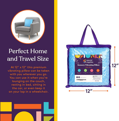 Sensory Vibrating Pillow – Pressure - Activated Calming Support for Kids & Adults, 12” Plush with Textured Bumps, 3 Vibration Modes, Music & Voice Recording (Blue) - Insight Family Market