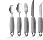 Adaptive Utensils - Arthritis Aid Silverware - Easy Grip for Shaking, Elderly & Trembling Hands - Stainless Steel Spoons, Fork & Knifes Included - Grey - Insight Family Market