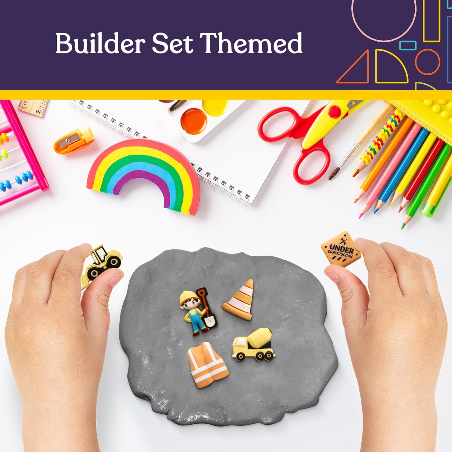 Sensory Therapy Putty for Kids and Adults with 10 Cute Charms - Resistive Hand Exercise Stress Relief Therapy Putty, Five Ounces of Each Putty (Construction Set - Strength: Medium) - Insight Family Market