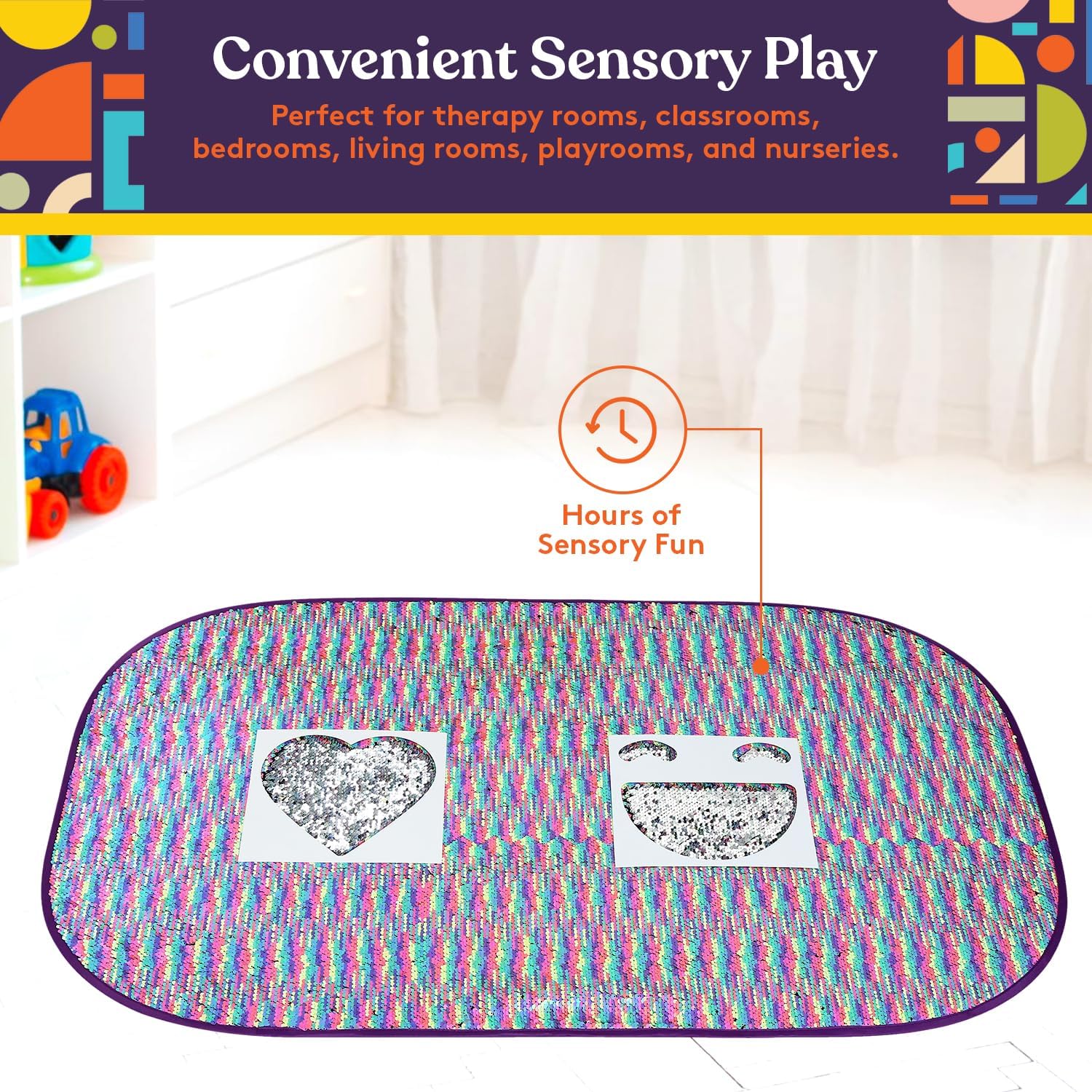 Sequin Fabric Sensory Wall, 39” x 26”, Large Fabric Panel with Colorful Flip Sequined Tactile Stimulation for Kids or Adults, Calming and Stimulating Early Learning Play - Insight Family Market