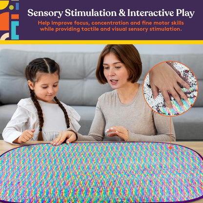 Sequin Fabric Sensory Wall, 39” x 26”, Large Fabric Panel with Colorful Flip Sequined Tactile Stimulation for Kids or Adults, Calming and Stimulating Early Learning Play - Insight Family Market