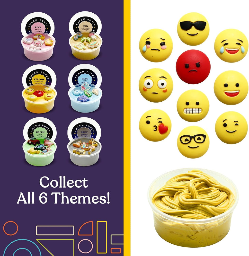 Special Supplies Sensory Therapy Putty for Kids and Adults with 10 Cute Charms - Resistive Hand Exercise Stress Relief Therapy Putty, Five Ounces of Each Putty (Emoji Set - Strength: X - Soft) - Insight Family Market