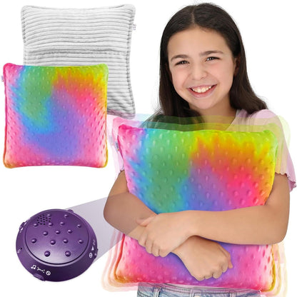 Vibrating Pillow Sensory Pressure Activated for Kids and Adults, 12” x 12” Plush Minky Soft Cover, Colorful - Insight Family Market