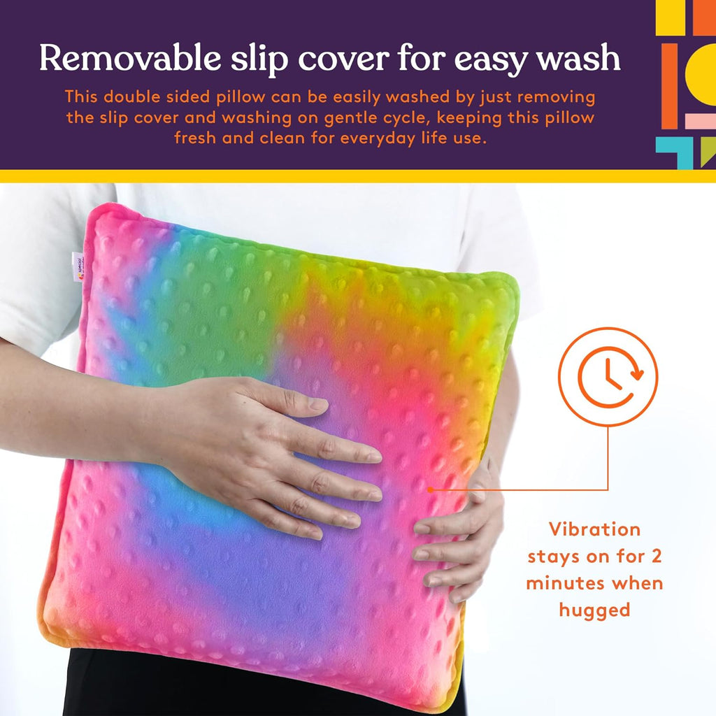 Vibrating Pillow Sensory Pressure Activated for Kids and Adults, 12” x 12” Plush Minky Soft Cover, Colorful - Insight Family Market